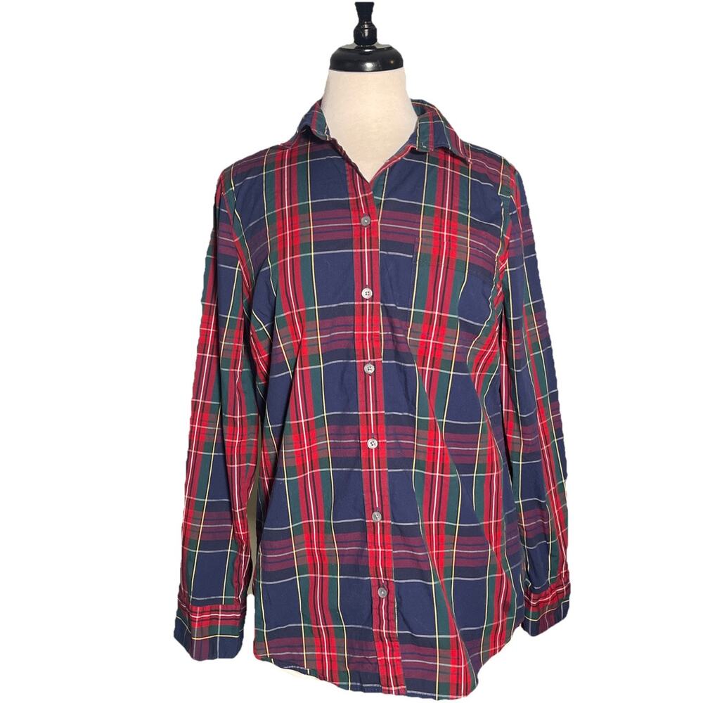 Women’s J Crew plaid lightweight button-down shirt Medium- EUC